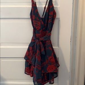 Princess polly navy and red floral romper